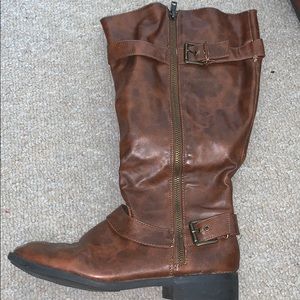 Brown wide calf boots